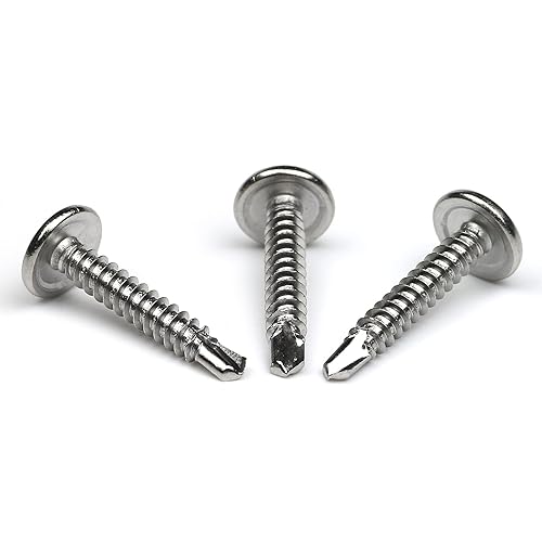 Miniatura 6 de Paquete de 100 tornillos Phillips autoperforantes de cabeza de oblea de acero inoxidable 410, tornillos Tek de chapa, cabeza de armadura modificada