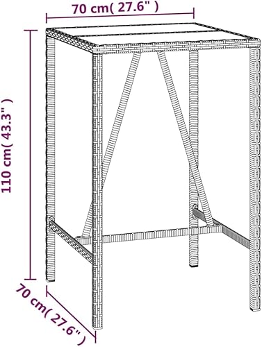 Miniatura 8 de 3-Piece Outdoor Bar Set Black Poly Rattan & Acacia Wood Patio Furniture Set with Tempered Glass Tabletop for Garden Balcony Porch Black/3