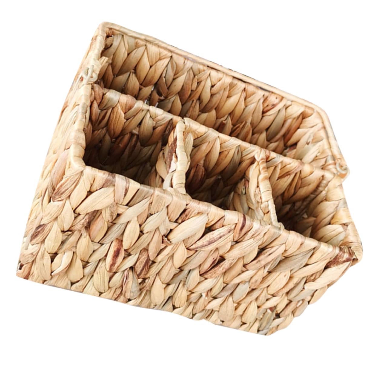 Cesta Organizadora de Cubiertos de Hierro y Junco Textura Fina y Diseño Delicado para Cocina y Mesa de Comedor