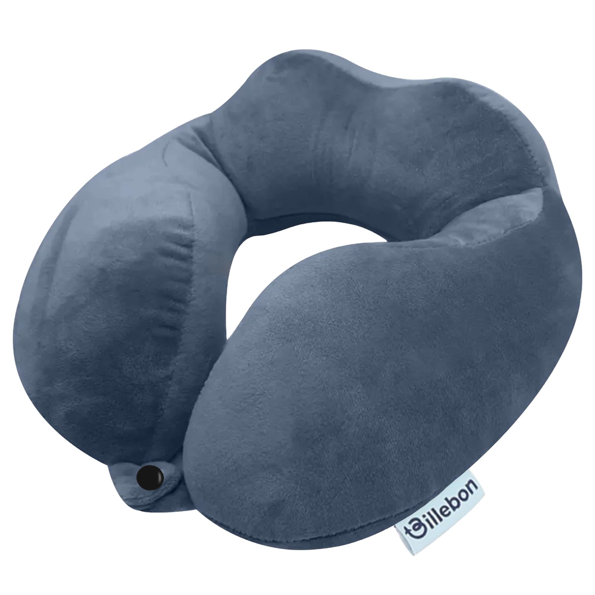 Billebon Premium Neck Pillow Airplane Travel Pillow Neck Adjustable 360 Degree Support Head Rest Neck Support Pillow for Travel (Grey)