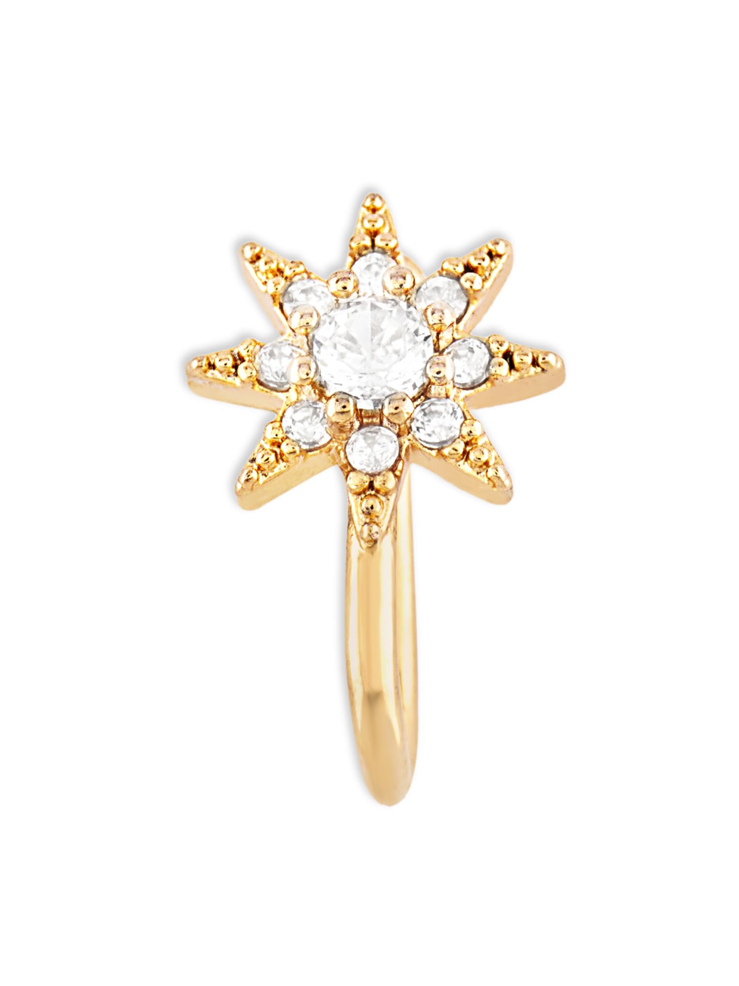 ZAVERI PEARLS Gold Tone Cubic Zirconia Embellished Star Contemporary Brass Clip On Nose Pin For Women-ZPFK17178 (B0CS9PGNVC) Amazon Price History, Amazon Price Tracker