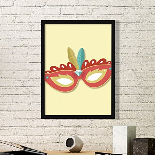 Cadre photo bois noir Masque Orange Venise déco mur vide