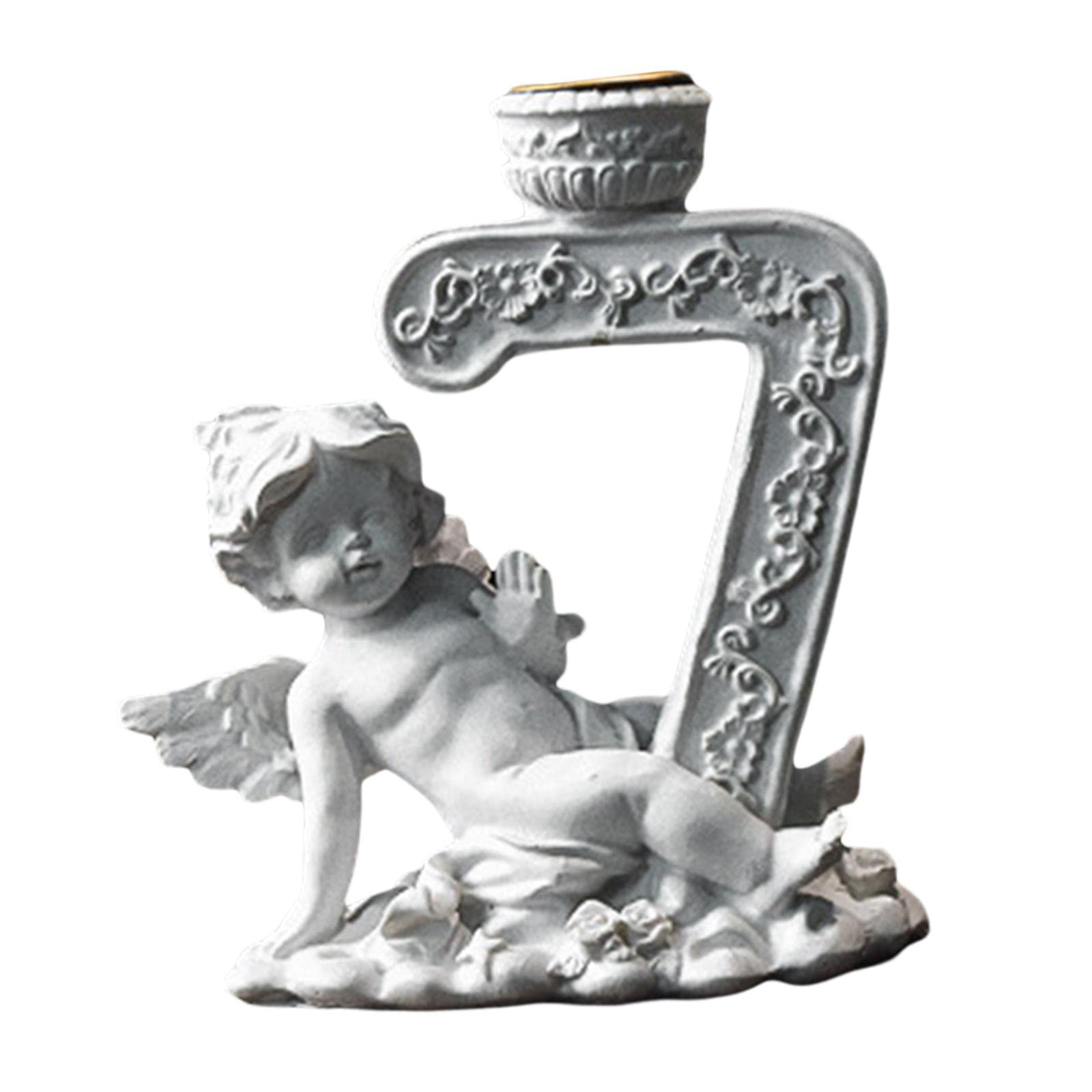 SM SunniMix Retro Style Angel Candle Holder Decor Candelabra Candlestick Collection Figurine Cherub Figurines Tealight Candleholder for Living Room Home, No.Seven