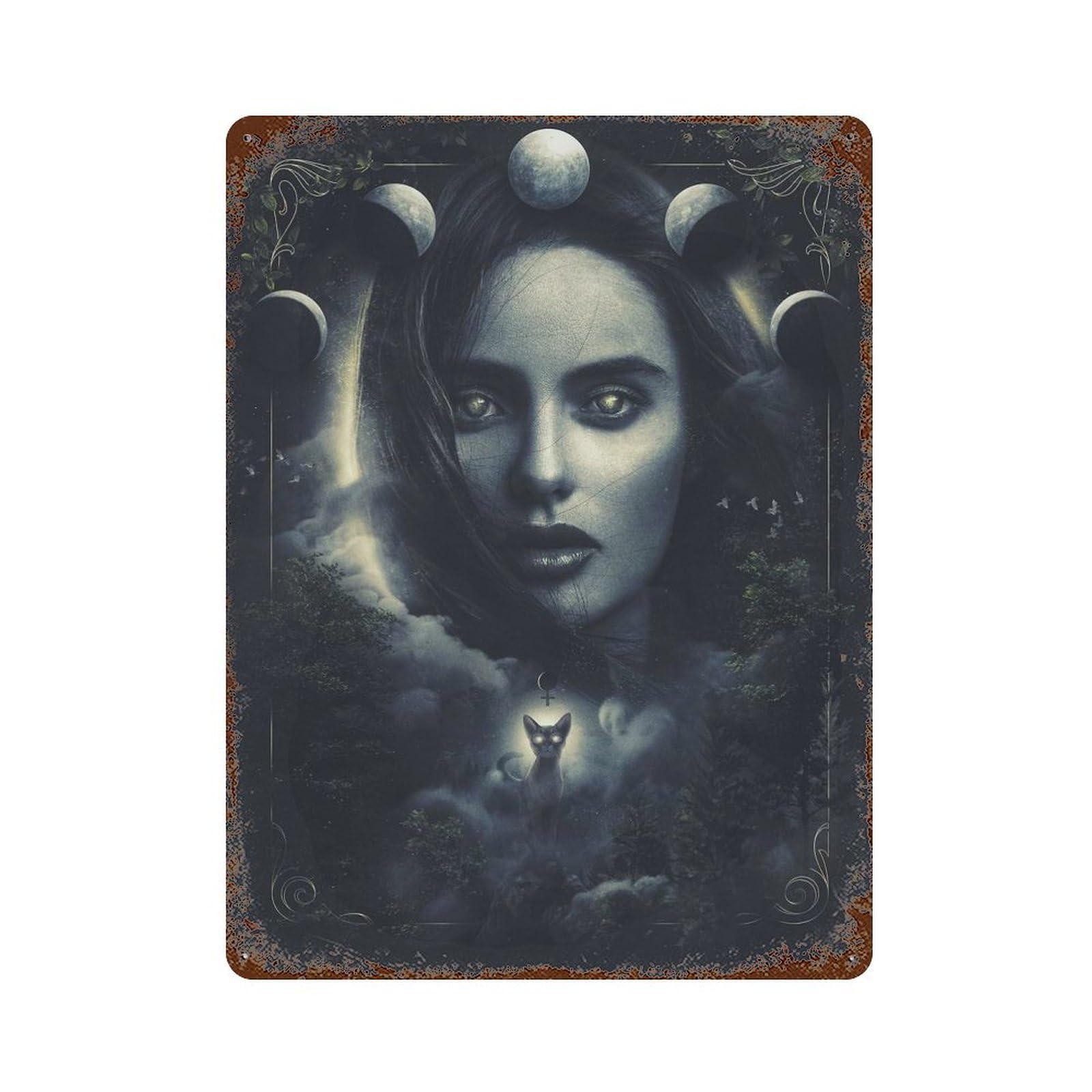 Lilith 15.7"x11.8" Decorative Tin Sign, Retro Wall Decor for Bistro, Counter And Cafe Decor