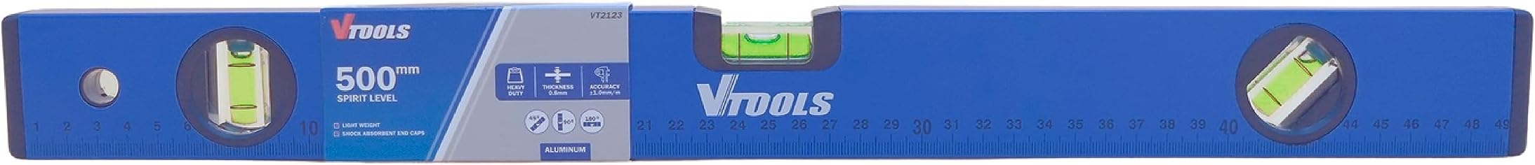 VTOOLS 500MM Shock Resistant Aluminum Alloy Spirit Level, Blue, VT2123