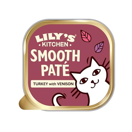 Lily’s Kitchen Elaborado con Ingredientes Naturales Bandeja de alimento húmedo para Gatos Adultos Pate de Pavo con Venado 19 × 85g