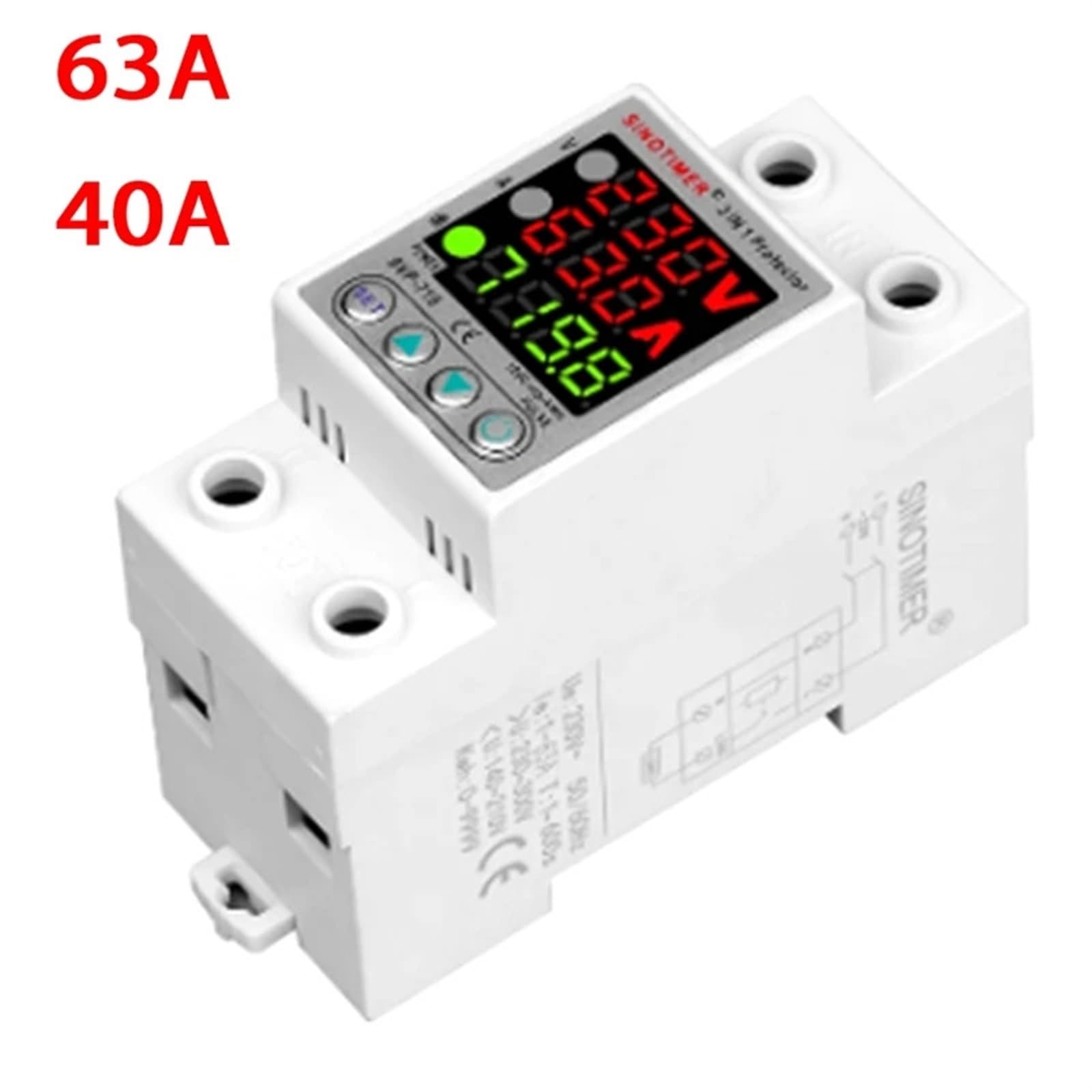 220V Adjust Voltage Relay Over Under Voltage Protector Over Current Limit Wattm KWH Energy Meter Power Comsumption