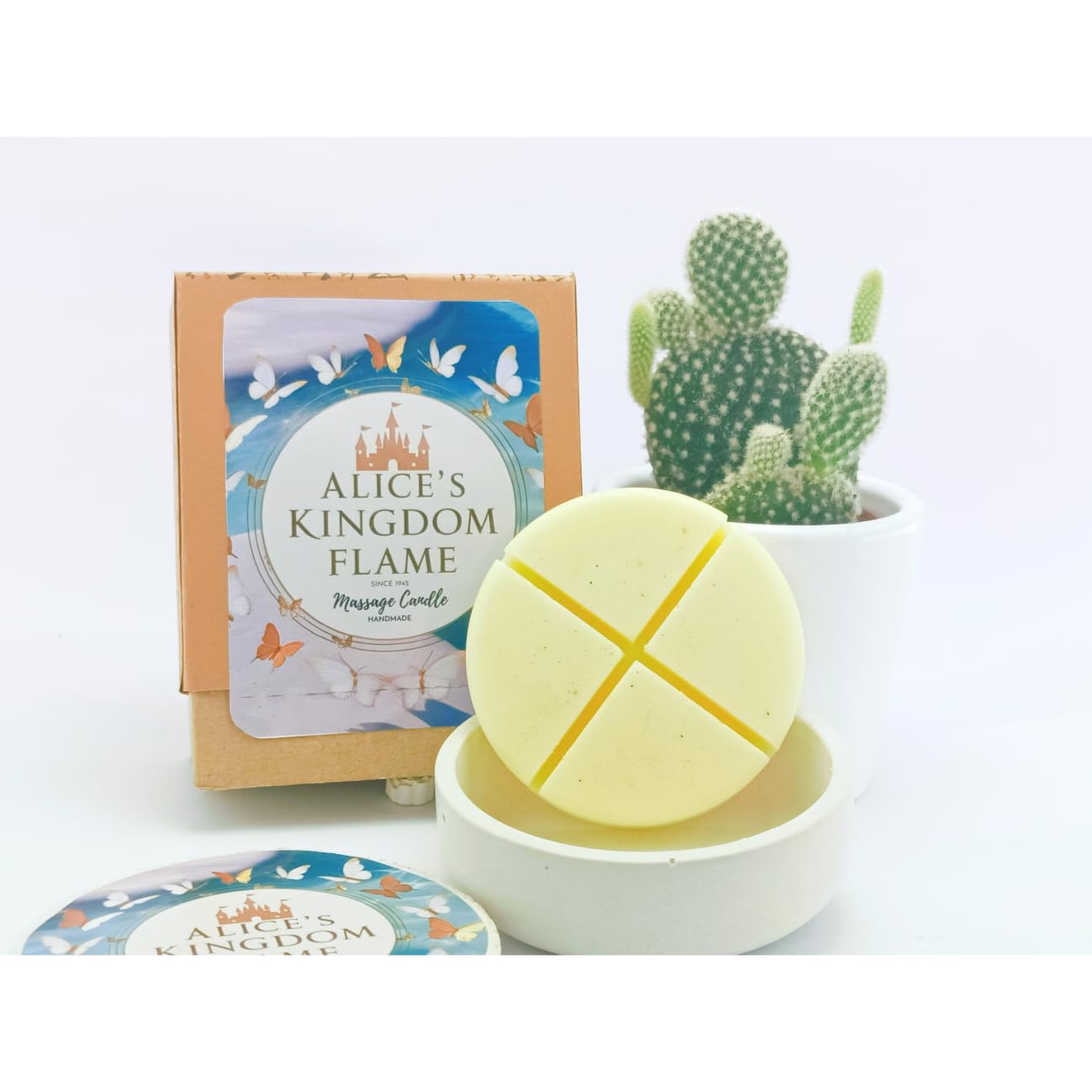 Alice's Kingdom Flame Massage Wax (Cera de Masaje candle) -Coconut & Citrus, Vanilla, Passion Fruit, Deep Seduction, 40g + 5ml Aceite de Almendra (Coco & Citrus)