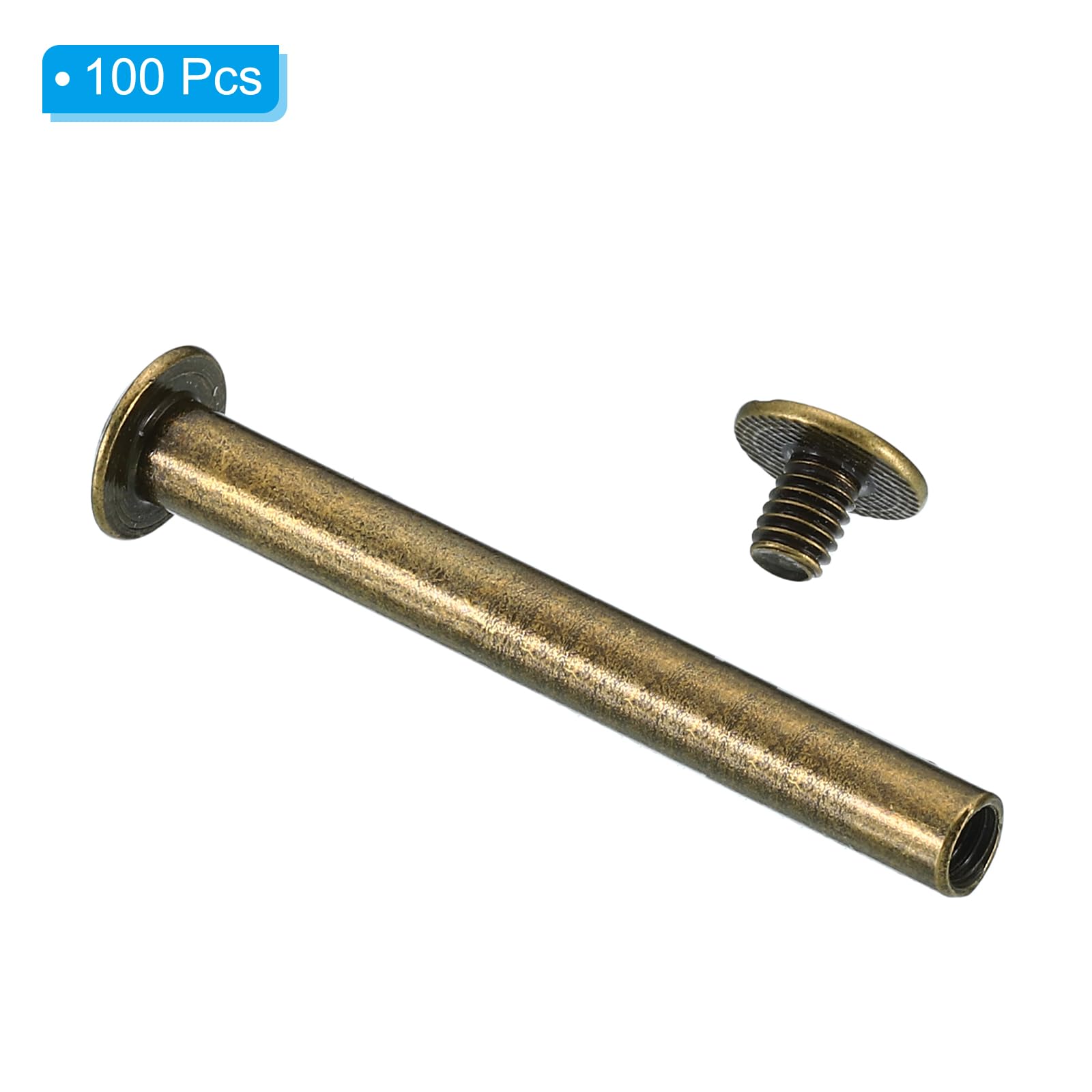 PATIKIL Tornillos Chicago M5x35mm 50 Juegos Tornillos Chicago Tornillos De Unión Phillips Pernos De Tornillos De Publicación Para Latón Cuero Remaches Acero Conectores Plateados