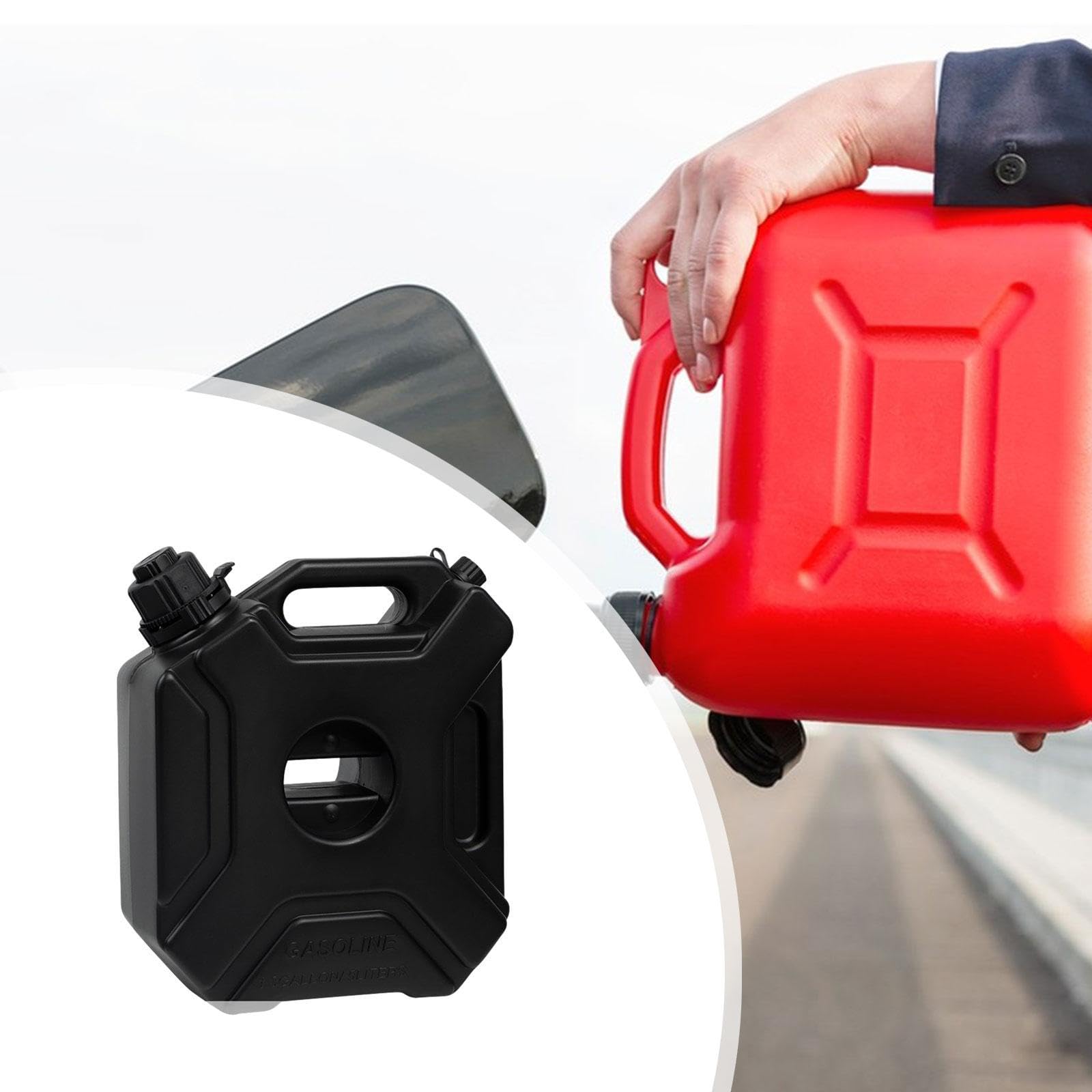 Milageto Depósito de Combustible Depósito Aceite Recipiente Portátil HDPE Alta Resistencia Adecuado para Automóvil Motocicleta SUV ATV, Negro