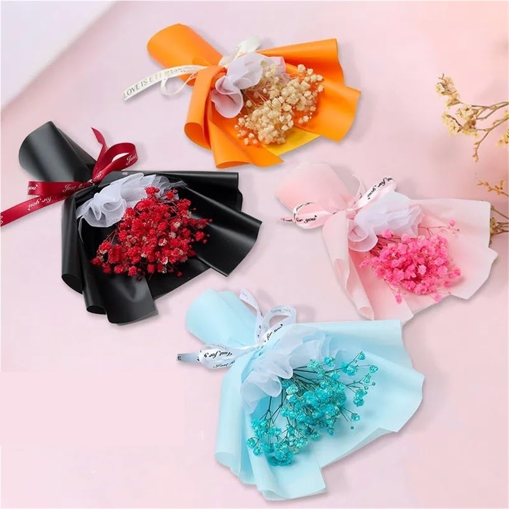 Boîte de 4 Bouquets de Fleurs séchées, Mini Bouquet de Fleurs séchées, Bouquet Miniature rempli d'étoiles Rose Bleu Orange