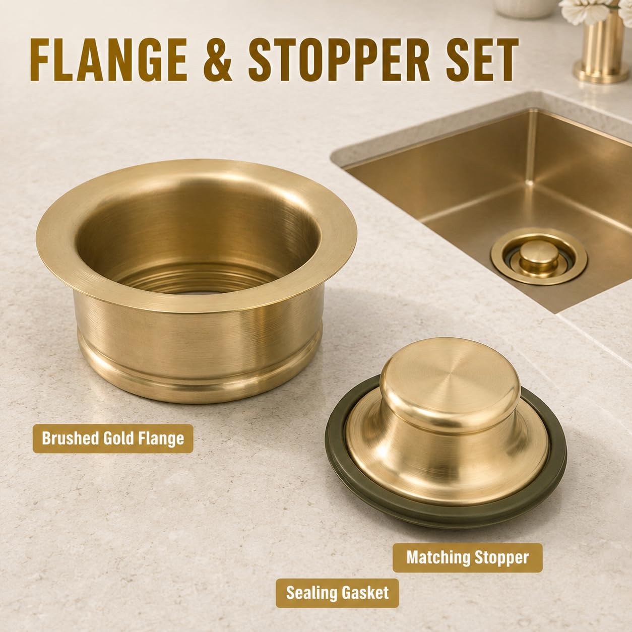 Kit Flangia tritarifiuti per BORT Titan 8000 Control, Finitura Oro e Tappo
