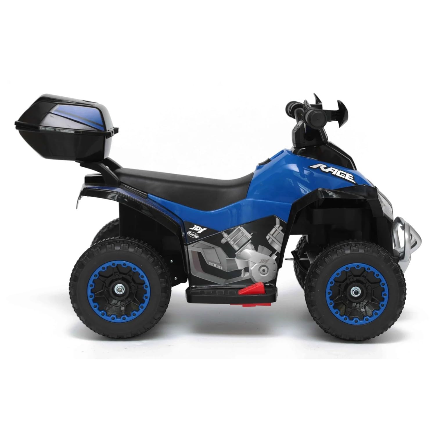 Quad Elettrico per Bambini Blu/Nero - Veicolo 4 Ruote Sicuro e Divertente, Batteria Ricaricabile 6V, Supporto 20kg, Ideale 18-36 Mesi con Funzione Retromarcia con Bauletto e Luci Led