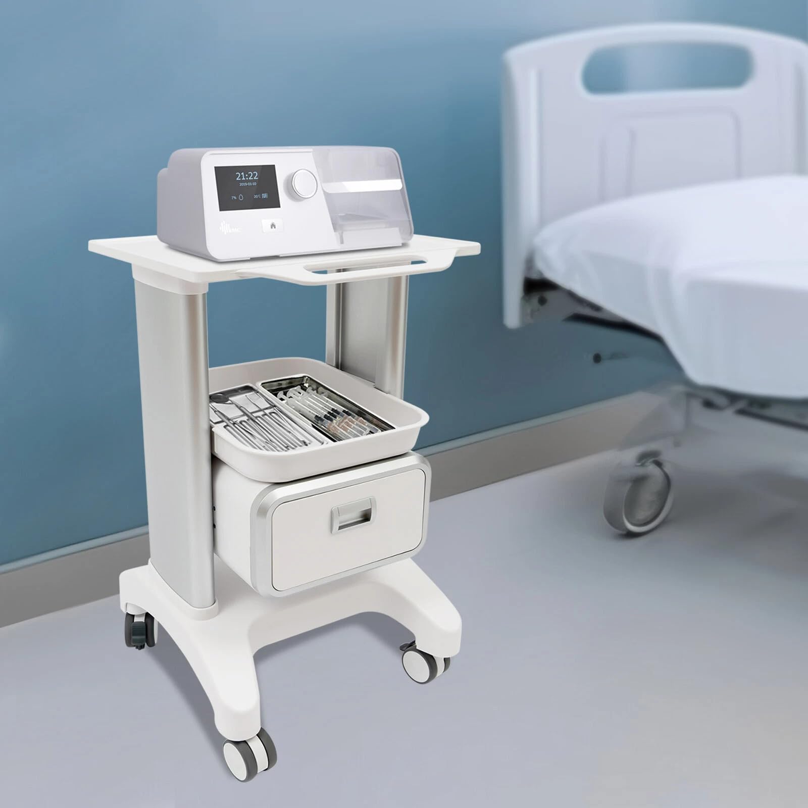 Carrello medico, beauty salon, carrello di servizio su ruote con cassetto, ruote universali, carrelli in ABS, carrelli da lavoro, parrucchieri, carrelli cosmetici, portata 60 kg