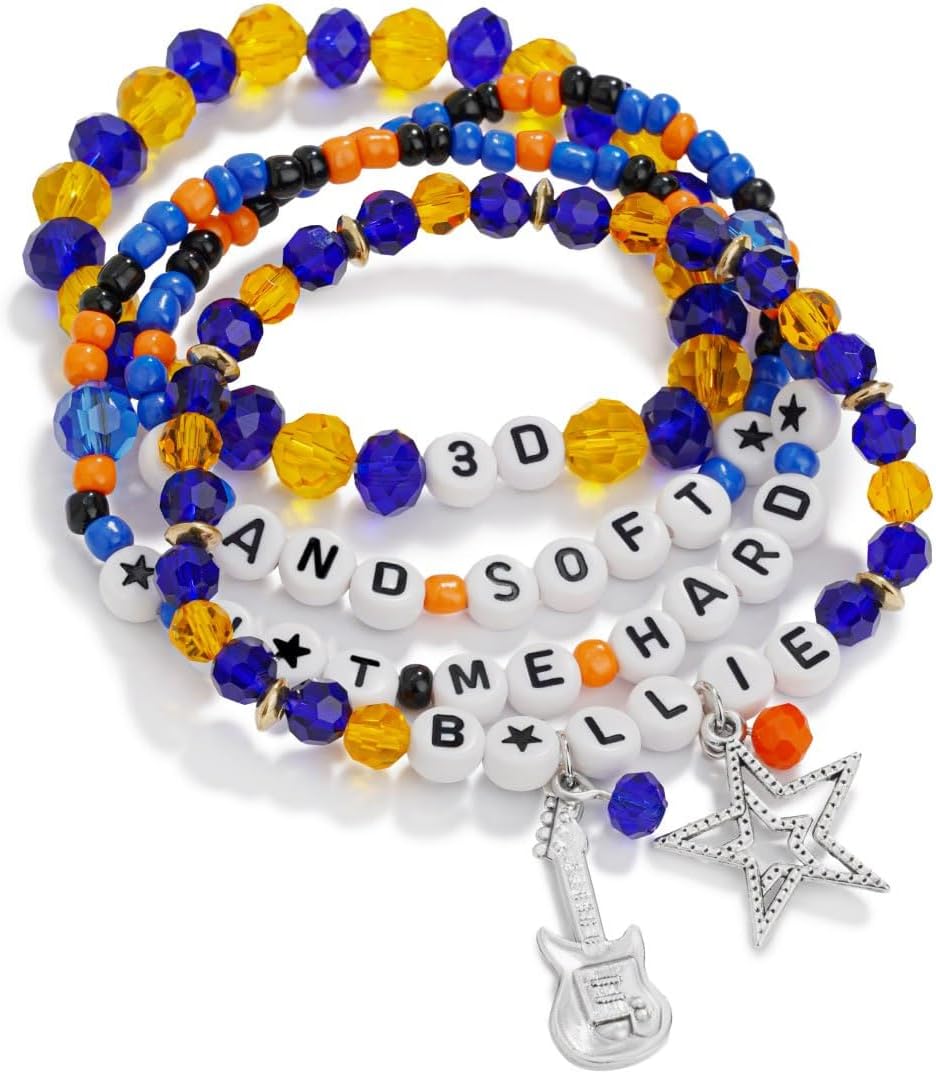 Orange - Blue Beaded Bracelets Set for Music Fans – Tour Concert Bracelets Set, Handmade Colorful Letter Bracelets, Concert Merch Outfit Bracelet for Women Men, Trendy Aesthetic Jewelry for Gifts
