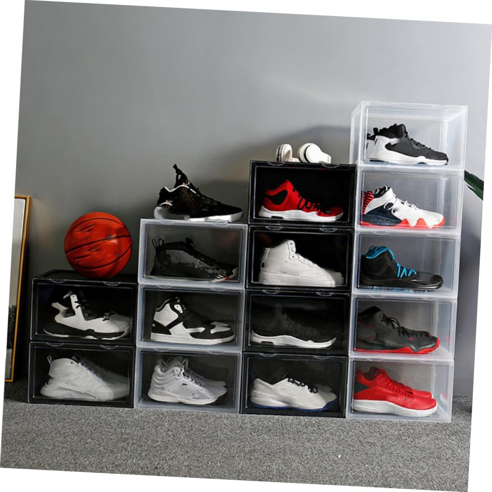 Mobestech Shoe Storage Box with Magnetic Door Connector Dustproof Stackable Shoe Organizer for Home Closet for Sneakers and Boots