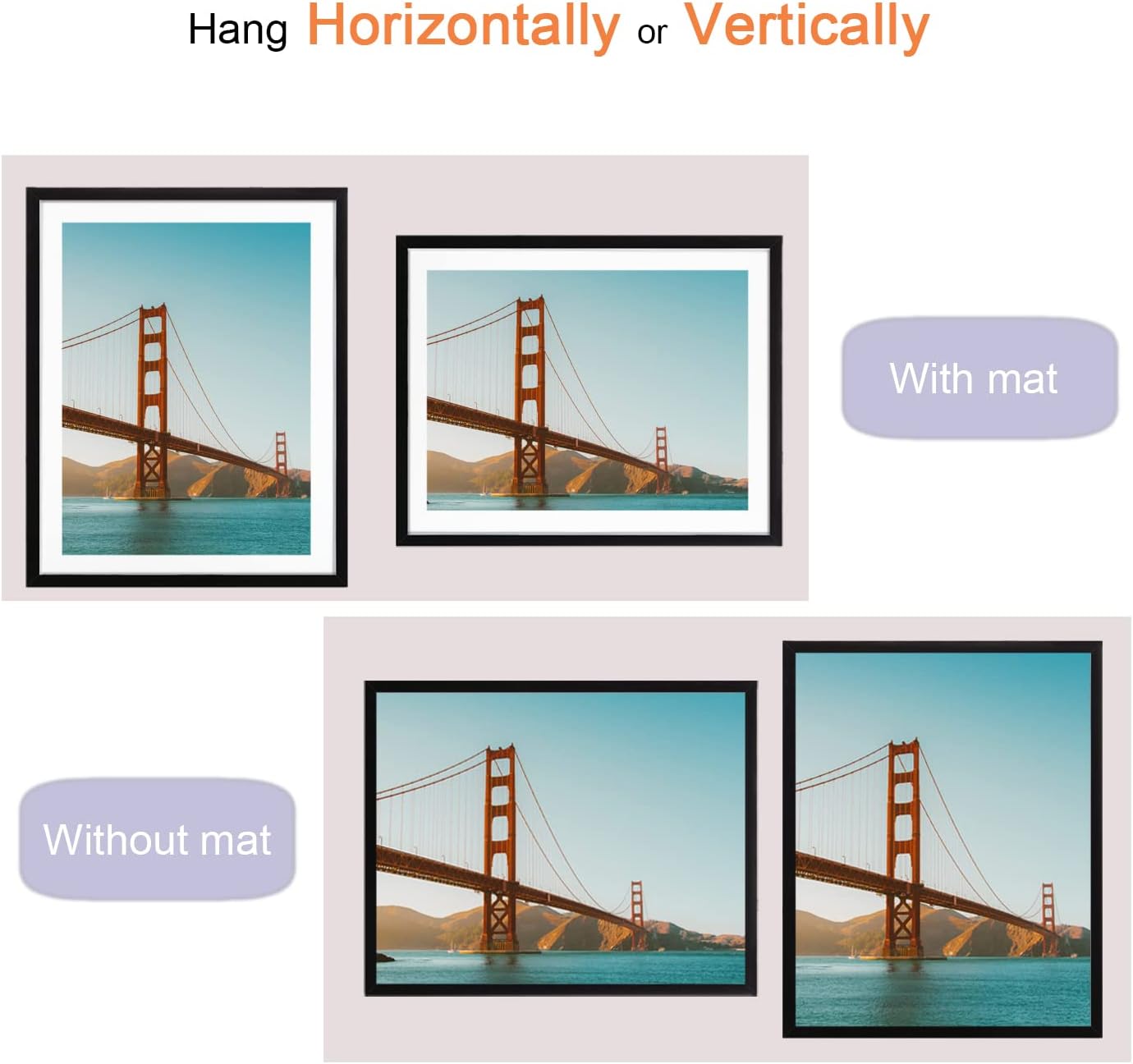 10x14 Wood Picture Frame Diamond Painting Frames Display 10x14in / 25x35cm Without Mat or 8x12in / 20x30cm with Mat 10x14 Frame for Photo Poster Puzzle Diamond Art Gallery Wall Hanging - Black 2 Pack
