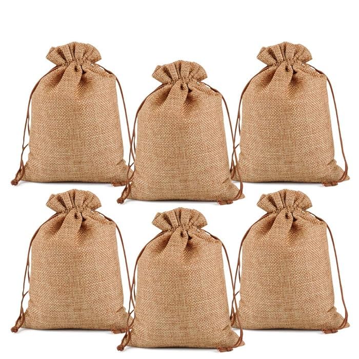 Image of DEERA Jute Drawstring Gift Bag - Brown - 10x14cm - Pack of 10