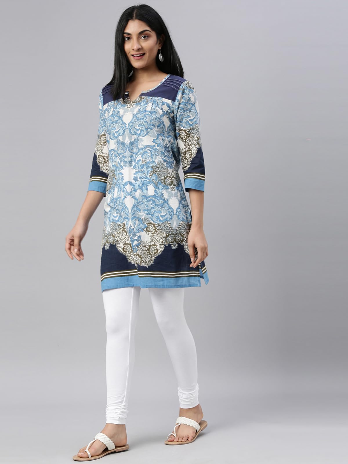 GO COLORS Soft Cotton Stretch Churidar for Women | Breathable, Mid Rise, Full Length, White 1