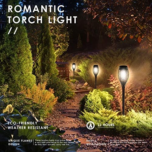 Solar Torch Light with Flickering Flame, StillCool Outdoor Solar Flame Effect Lantern, Garden Spotlights Landscape Decoration Stick Light for Patio Driveway Pathway(4 Pack)