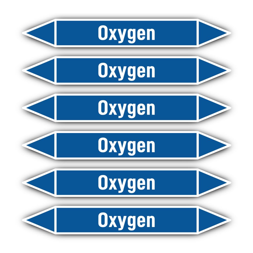 Havati Oxygen: Oxygen Sticker 200 X 30 Mm Pack Of 6 Group 0 Oxygen Pipeline Marking According To Din 2403 Oxygen