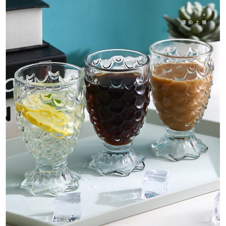 Image of bellemax 250 ML Premium Juice Pineapple Glasses Drinking Glasses,Transparent, Highball Lead-Free Glasses,Tumblers for Water,Juice,Beer,Cocktail and Mixed Drinks (Set of 6)