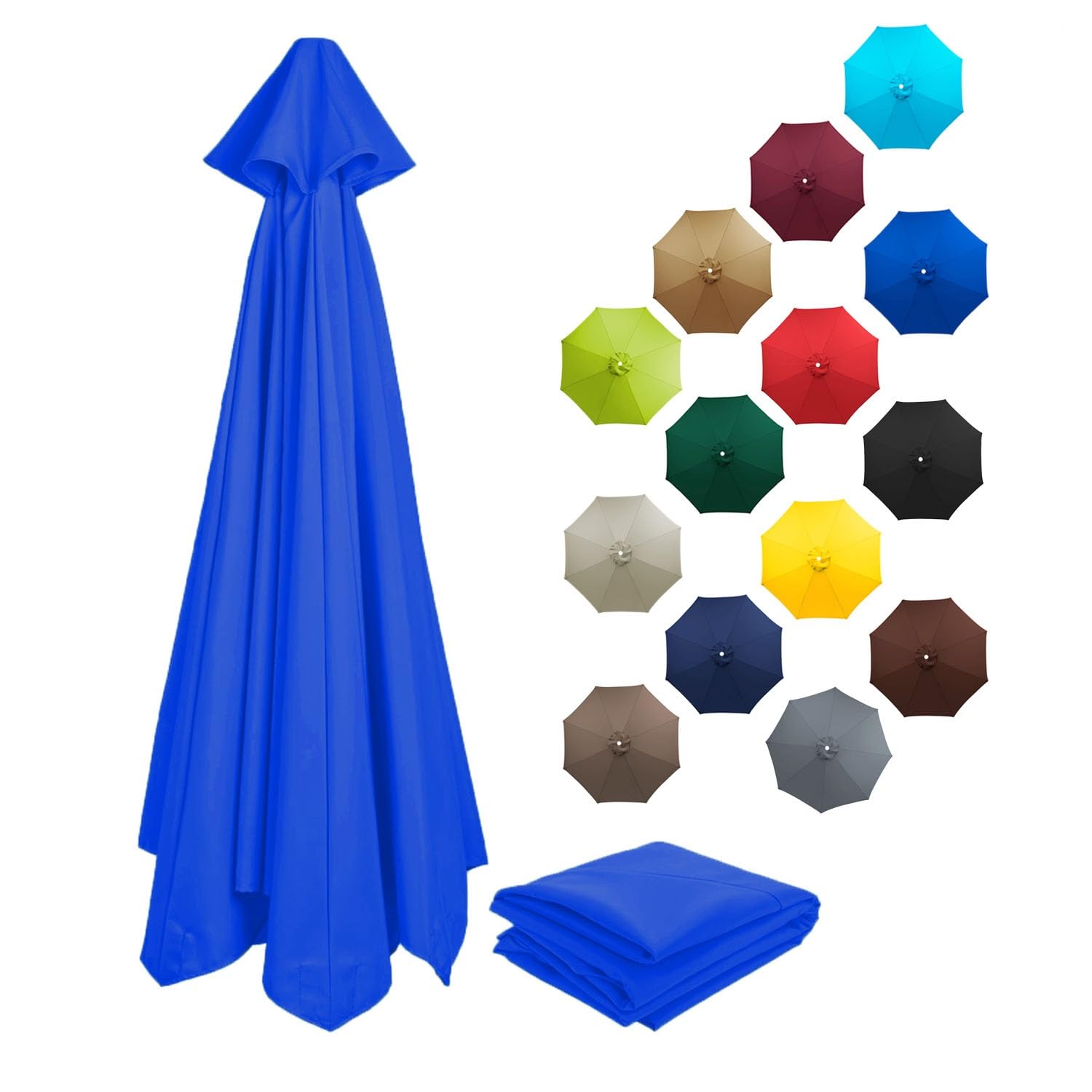 9.8ft Patio Umbrella Replacement Canopy with 6/8 Ribs patio umbrella Replacement cover Market Table Umbrella Replacement Cloth Outdoor Market Umbrella Top for Garden Umbrella Anti-ultraviolet (Color