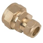 15mm x 10mm Brass Compression Reducing Coupling (Known as 15mm Copper Pipe Fittings/Brass reducing Coupling/Compression Coupling Also Available in 8mm, 10mm, 12mm, 15mm, 22mm, 28mm)