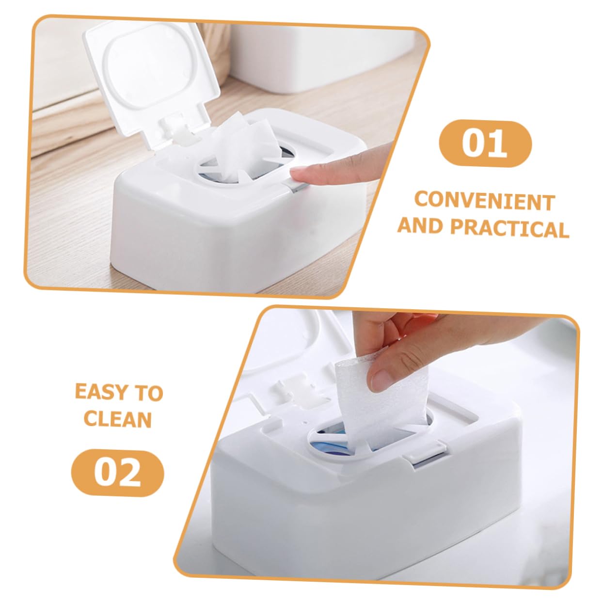 Dispensador Portátil de Toallitas Húmedas Pack de 4 Unidades de Plástico Blanco Almacenamiento Conveniente y Diseño Simple para Coche y Uso al Aire Libre
