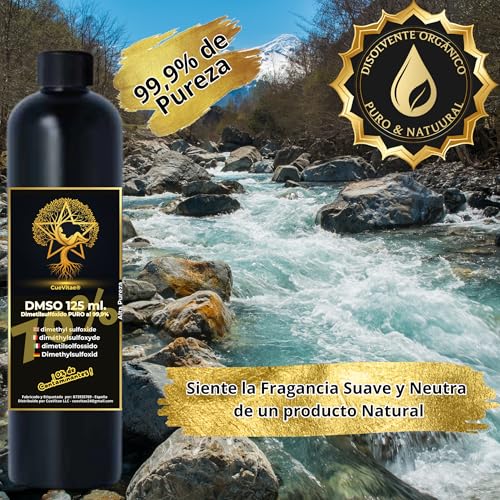 CueVitae® DMSO 70%, 125 ml, maksymalna czystość dimetylosulfotlenek | Opakowanie: tworzywo sztuczne HDPE do użytku spożywczego | Super lekki i odporny na upadki | z uszczelką bezpieczeństwa