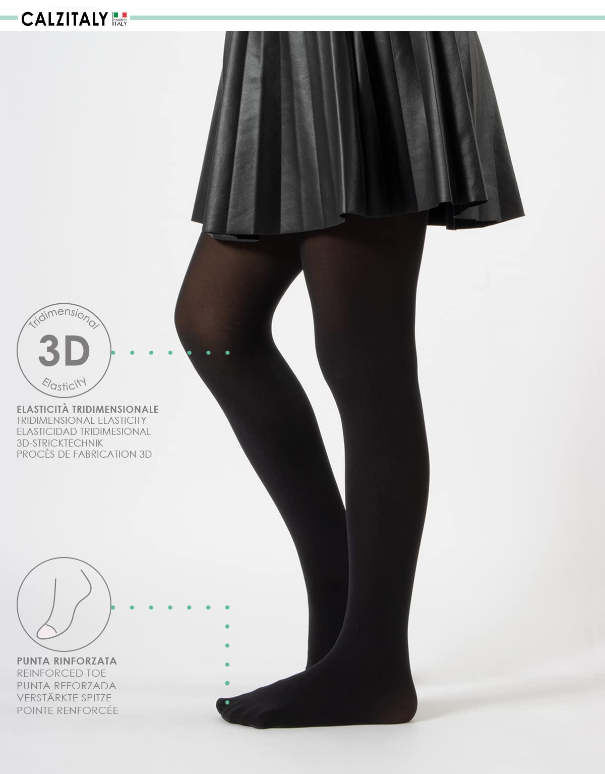 CALZITALY PACK 3 PAIRES Collant pour l’Ecole, Collants Fille en Microfibre, Collant Fille Opaque, de 2 à 14 Ans, Bleu, Noir, Gris, 60 DEN, Made in Italy