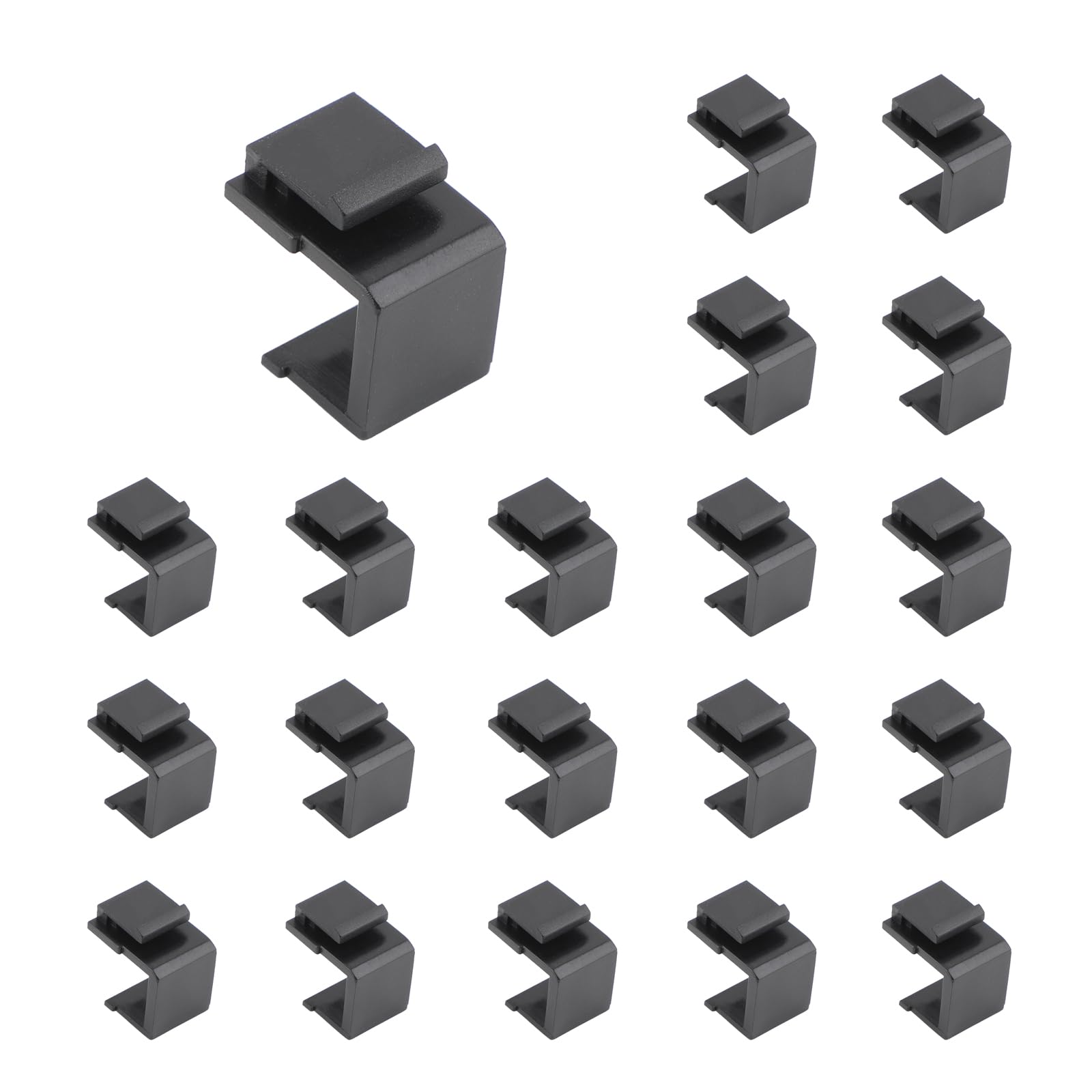 WSOLDMA 10/20/30/40/50PCS Blank Keystone Jack Inserts, Snap-in Keystone Blanking Plates for Keystone Wall Plates & Patch Panels White/Black (Black,20PCS)