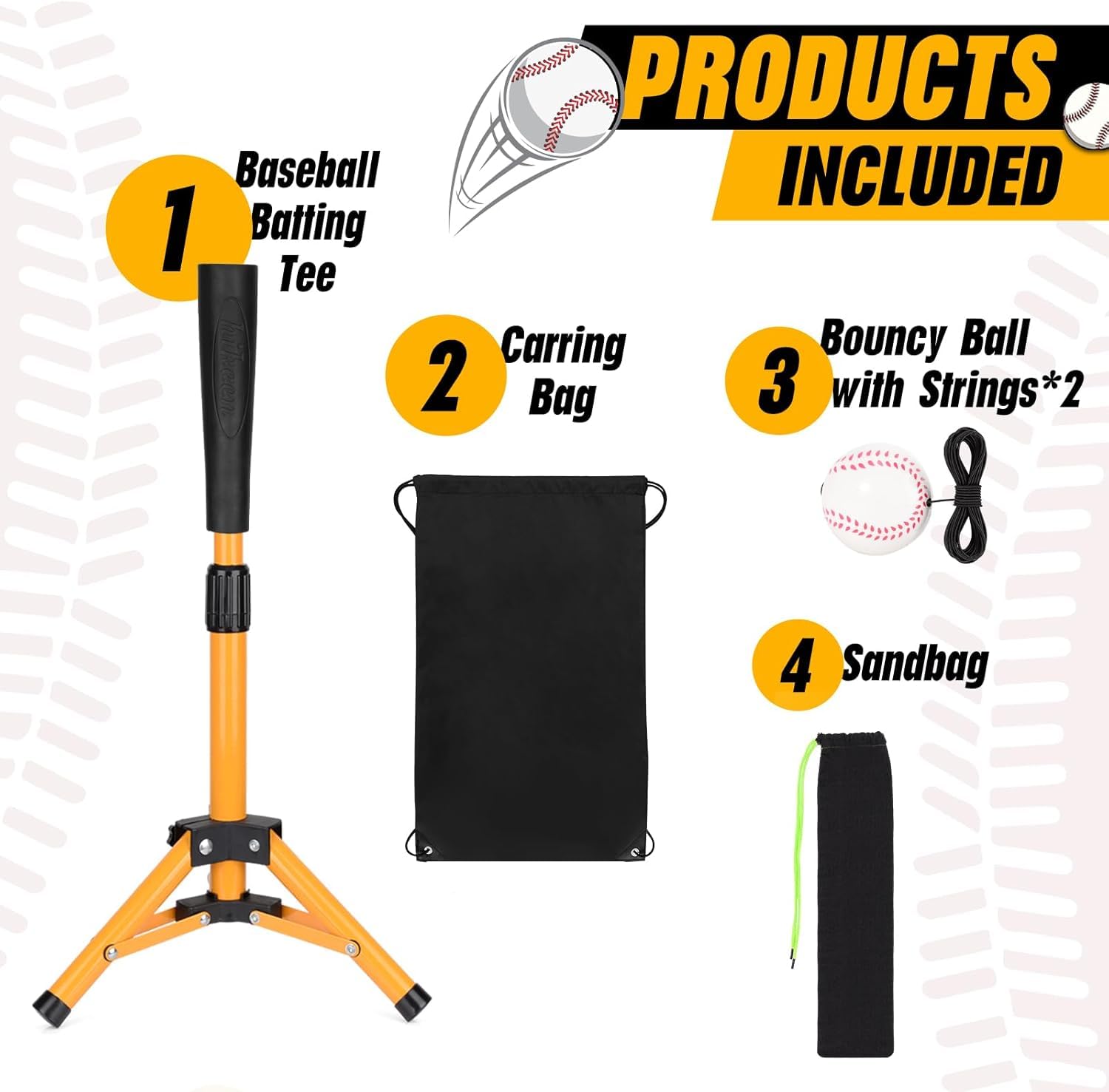 Hikeen Maglietta da Baseball per Bambini, Maglietta da Baseball, Maglietta da Allenamento per Softball e Baseball, Portatile, Altezza Facilmente Regolabile