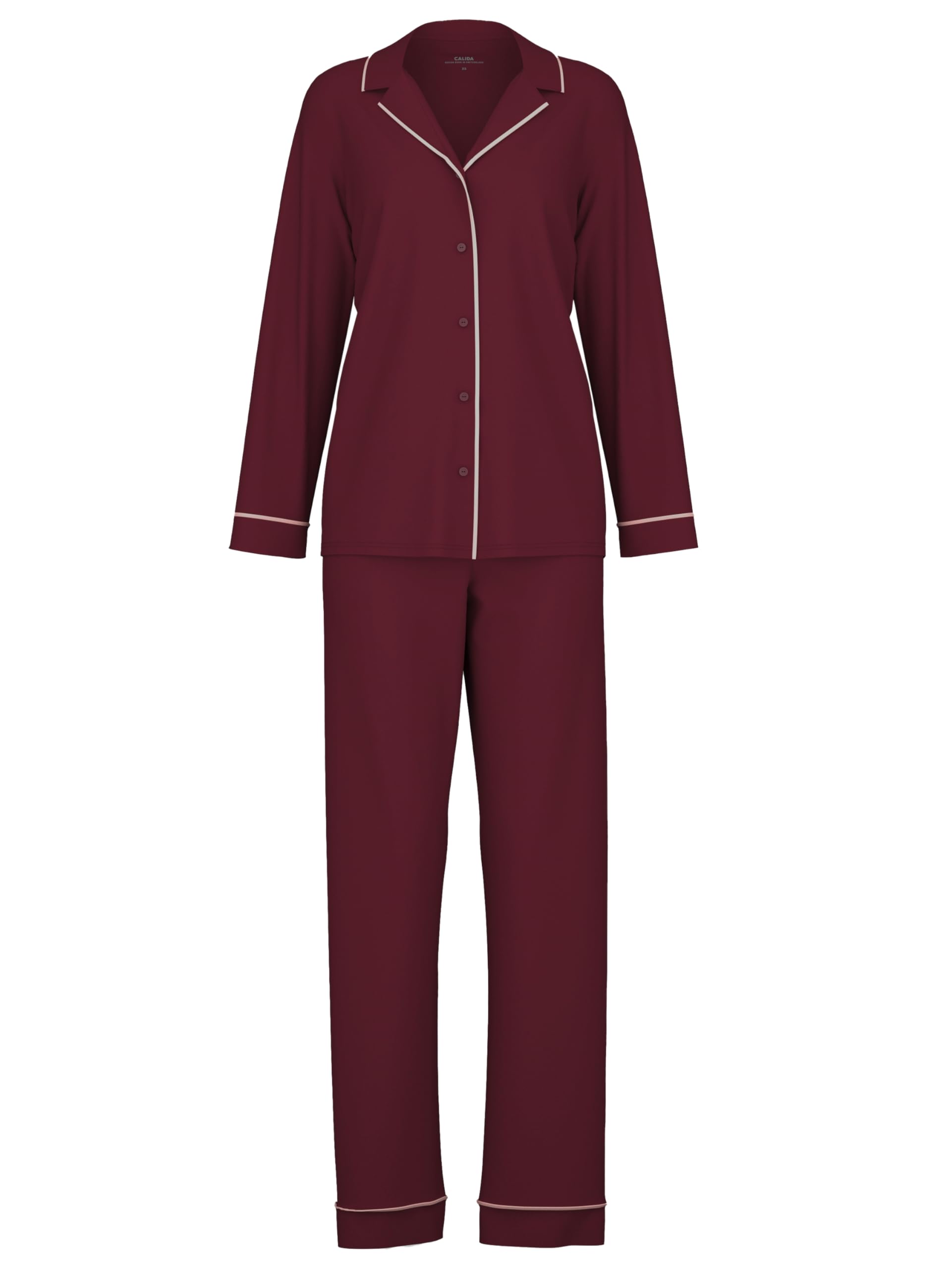 CALIDA Night Lovers Pyjama Damen | durchgeknöpfter Schlafanzug aus 100% hochwertiger Baumwolle, mit stoffbezogenem Gummibund