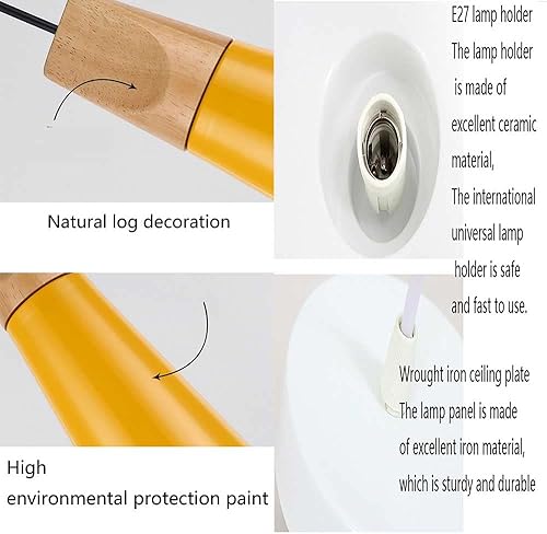 Miniatura 7 de QIVGXBO Lámpara colgante de techo rústica amarilla lámpara colgante minimalista simplicidad luces colgantes nórdicas con detalles de madera