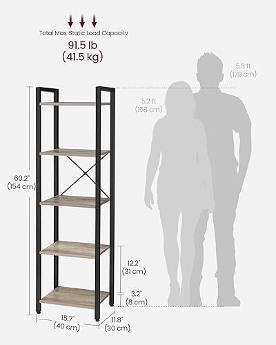 Miniatura 51 de VASAGLE Estantería de 6 niveles, estantería con marco de acero, estante para libros para sala de estar, oficina en casa, estudio, 11.8 x 15.7 x 73.2