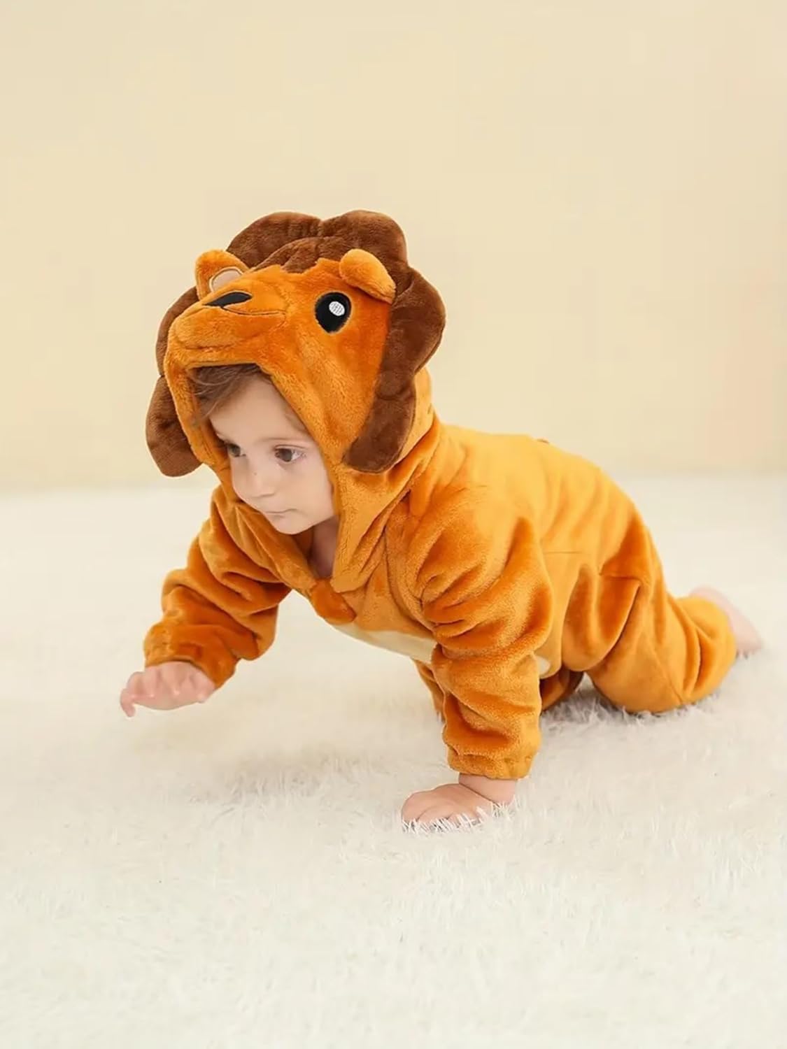 DarkCom Unisex Baby Lion Costume Animal Onesie Toddler Hooded Romper Halloween Kids' Christmas Pajamas - Image 2
