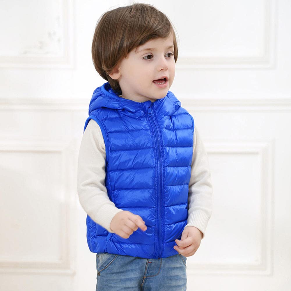 Angelweste Große Größe Weste Warme Weste Winterweste Kinder Kapuzen Herbst/Winter Daunenweste Jungen Jungen Mädchen Kinder Baby Leichte Kapuzenwesten-Königsblau_110Cm
