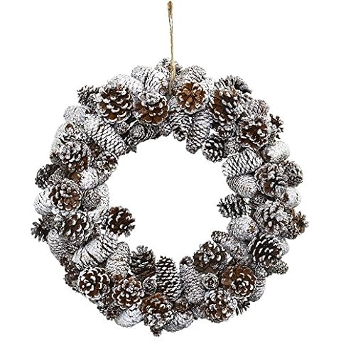 Nearly Natural Snowy Pinecone Wreath Cover