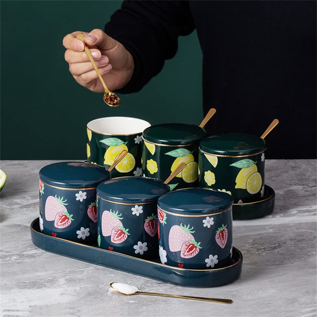 Ceramiczny słoik na przyprawy zestaw narzędzi kuchennych solniczka i pieprzniczka pudełko na przyprawy domowe z pokrywką (kolor: B, rozmiar (B jak pokazano na zdjęciu)