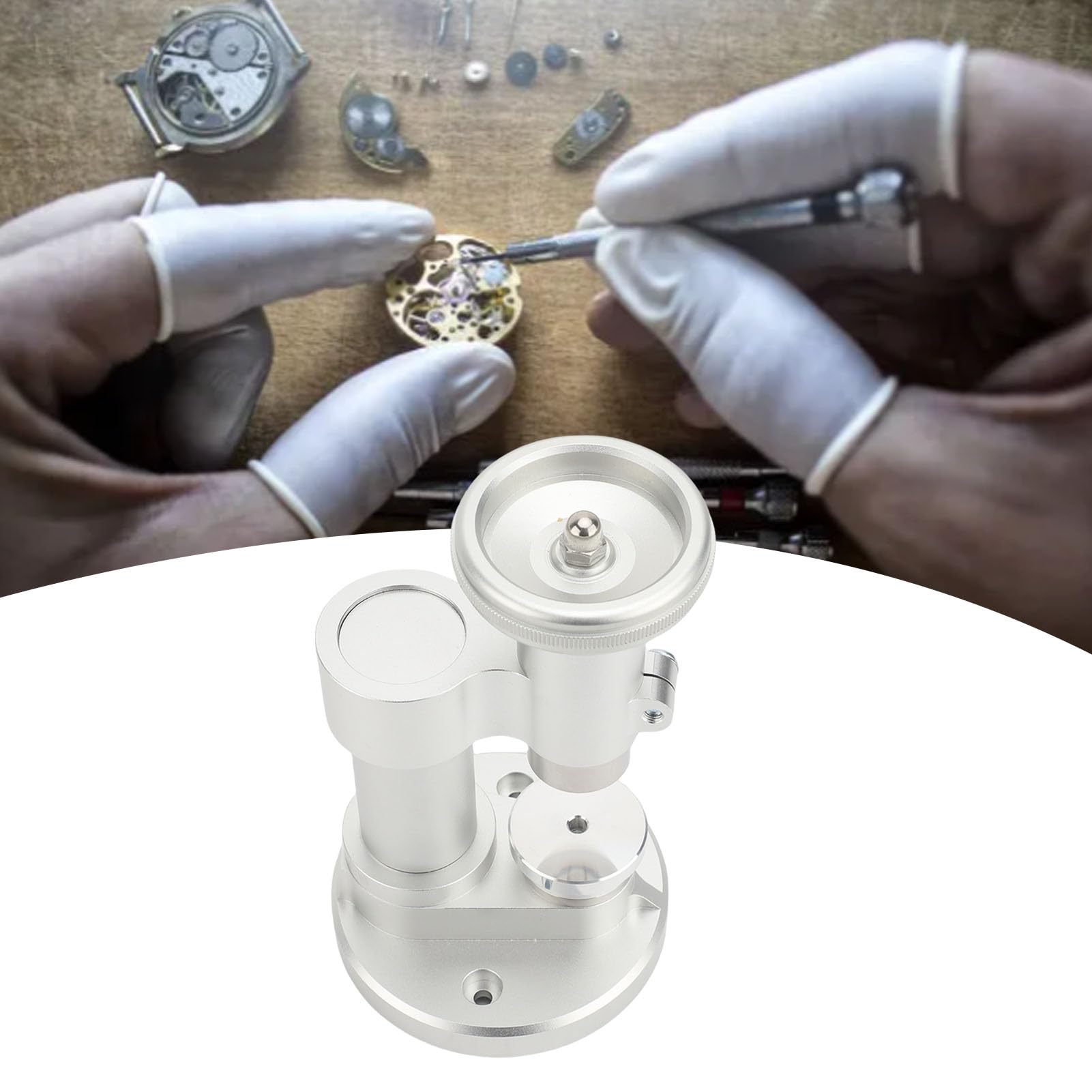 Asixxsix Herramienta de Prensa de Reloj, Estuche de Metal Estabilizado Profesional Más Cerca de los Centros Circulares de 18 a 50 Mm para la Reparación del Reloj y el Reemplazo