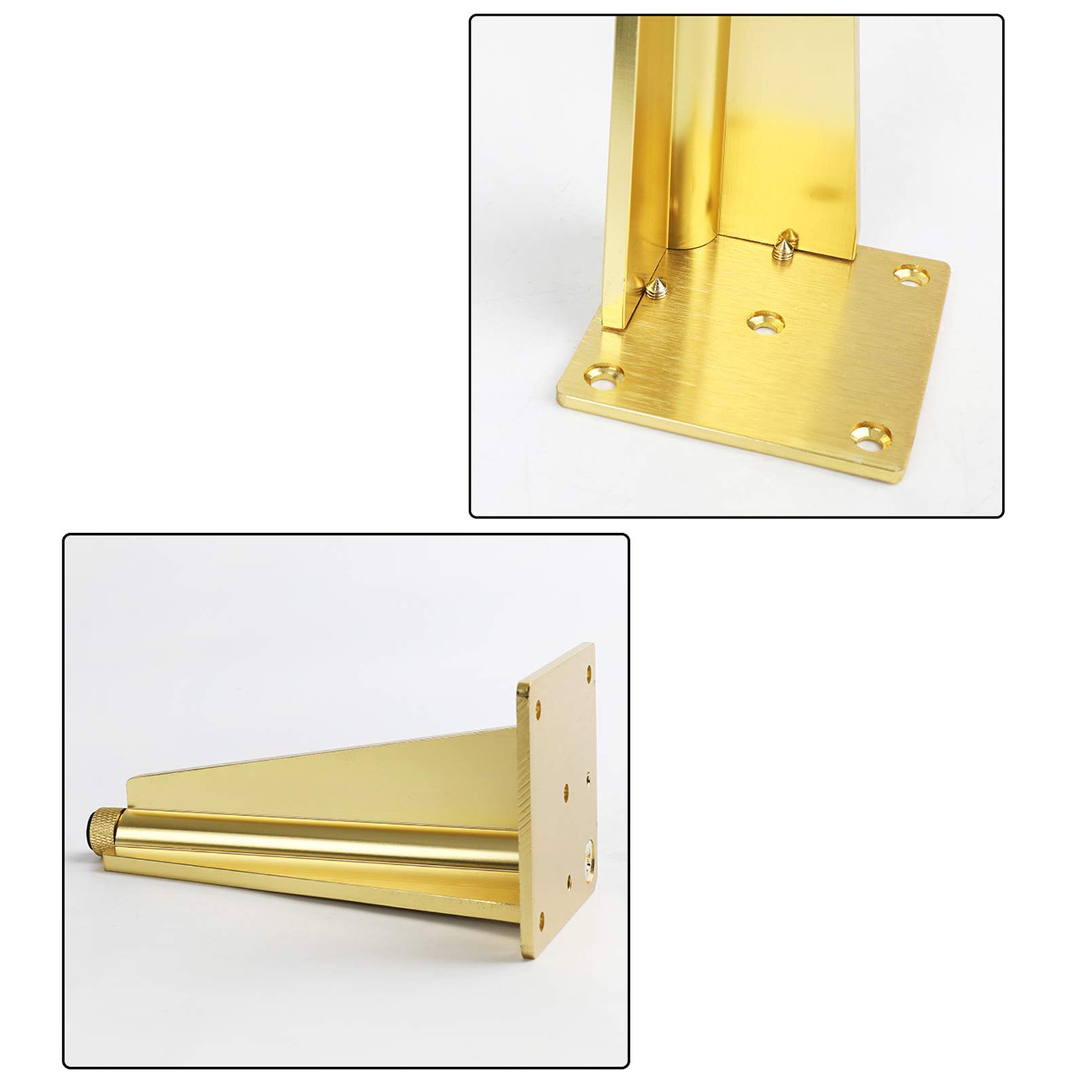Gambe per mobili, Gambe Regolabili per mobili, Confezione da 4 Piedini per mobili, Gambe per tavoli Conici Regolabili per mobili, Piedini da Cucina, per TV, scrivania, di，Gold-10cm