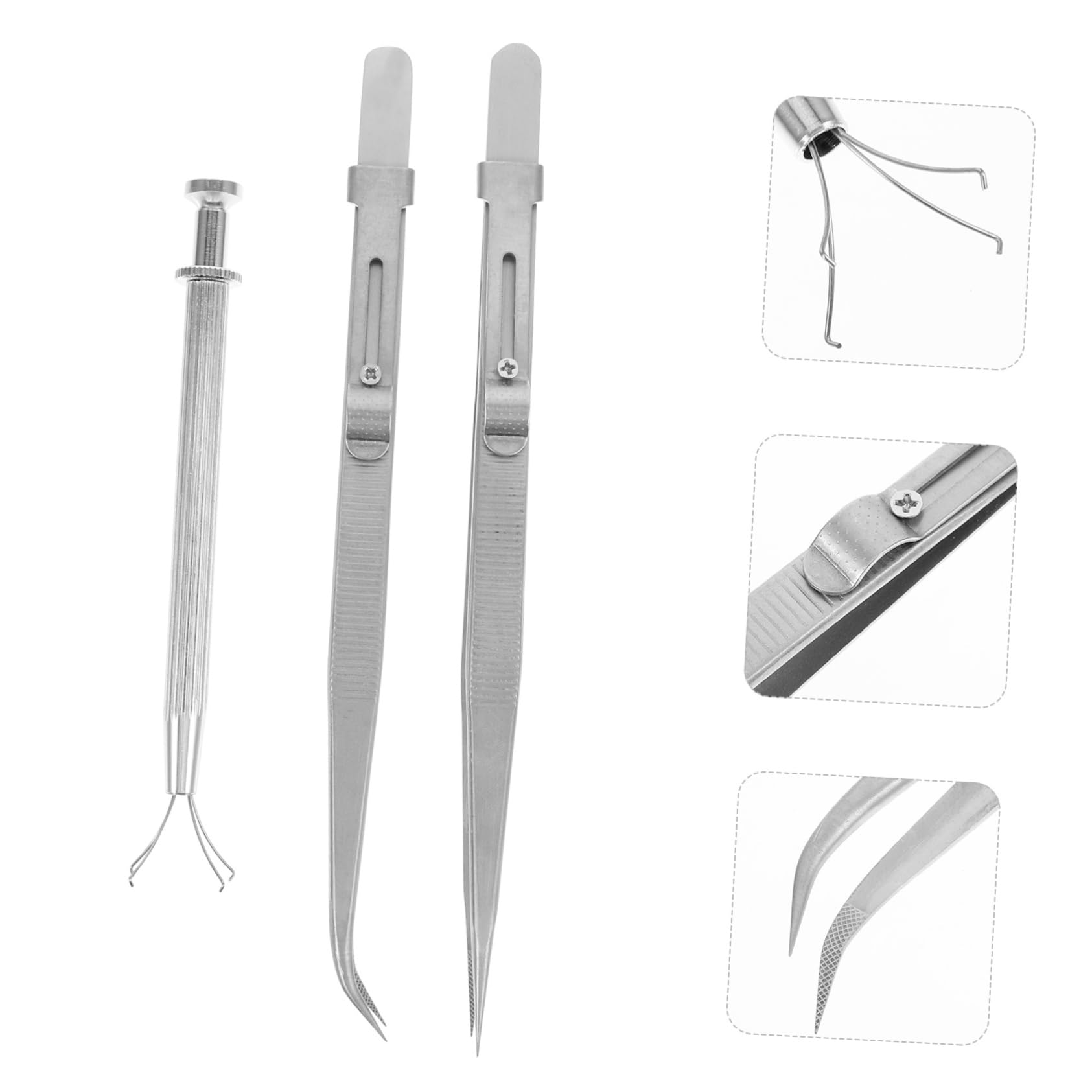 TEHAUX 3 Set di Pinzette di qualità in Acciaio Inossidabile Resistente per Gioielli Impugnatura Comoda per Un Facile Utilizzo