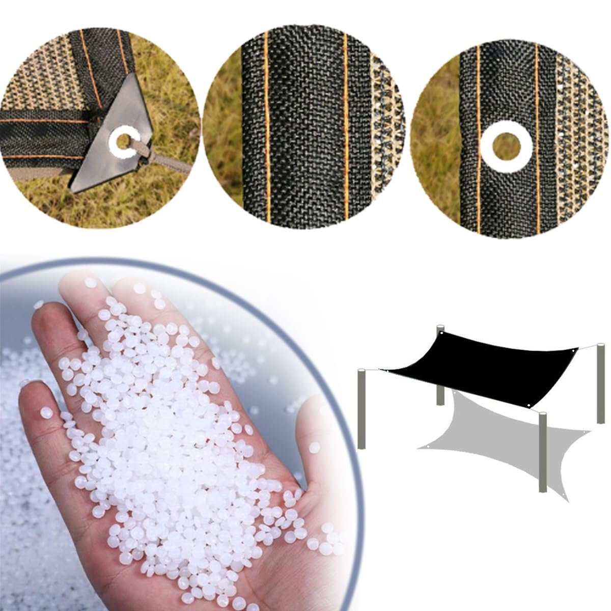 Rete da patio con protezione solare al 90% con occhielli – telone in rete traspirante per canile, recinzione, portico privacy, serra, facile da installare (2 x 7 m)