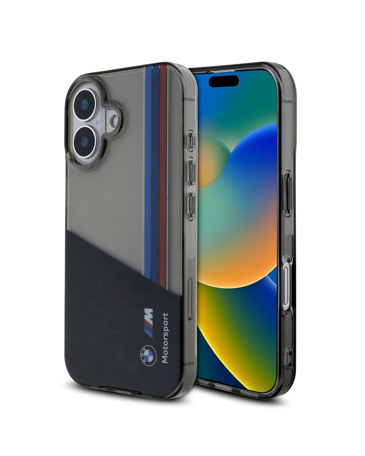 CG MOBILE TPU BMW Phone Case [Official Licensed] Motorsport Collection|IML Printed Case with Vertical Stripes Protective Case/Cover Compatible with iPhone 16(6.1-Inch)(2024)-Black