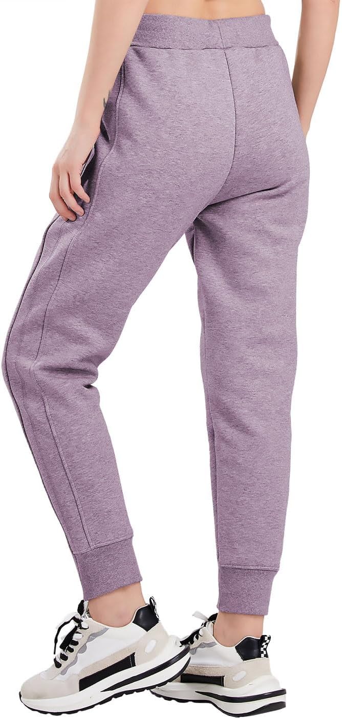 utcoco Women's Athletic Fit Thicked Fuzzy Sherpa Lined Warm Drawstring Tapered Jogger Sweatpant - Image 4