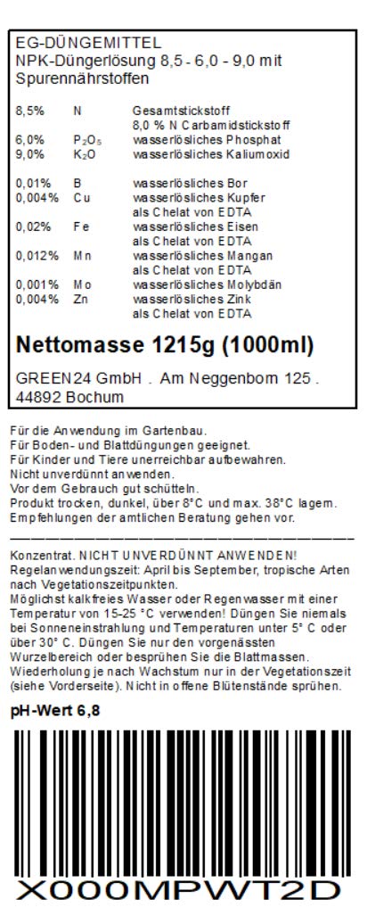 Engrais 1 l xL profi engrais pour palmiers ligne engrais nPK système d'engrais foliaire