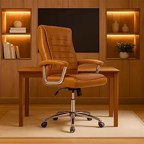 Cadeira Ergonômica de Escritório Presidente Executiva Big Com 42 Molas Ensacadas, Pillow Top no Assento e Encosto, Sistema Relax Com Trava, Suporta até 150kg, Modelo California HomeNow (Caramelo)
