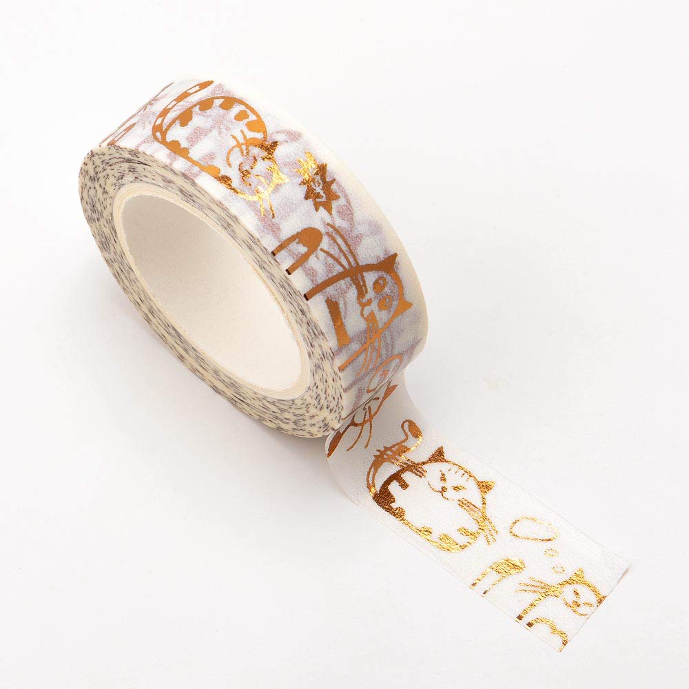 Italian Options Fat Cats Foil Printed Adhesive Washi Tape (15mm x 10 Metre)