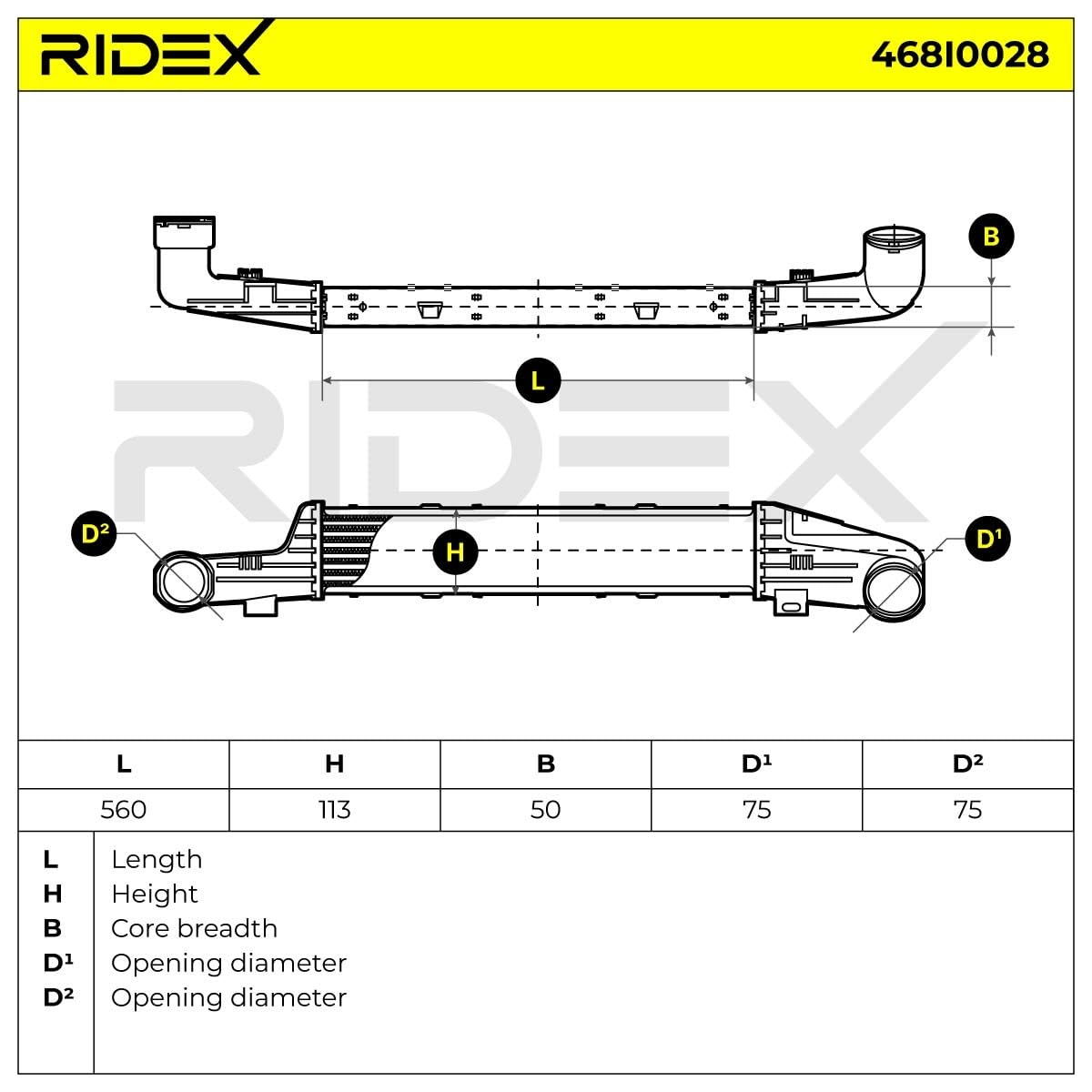 RIDEX 468I0028 Intercooler con cierre de trinquete Con acoplamientos rápidos Compatible con MERCEDES-BENZ Clase E Sedán W210